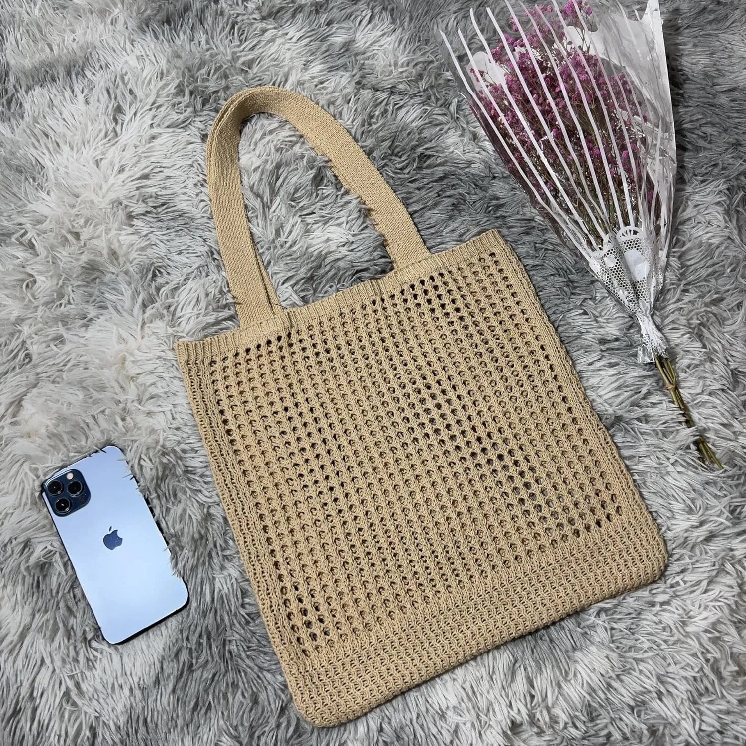 GGOOB Coconut Girl Aesthetic Crochet Tote Bag - Small, Cute Beach Bag