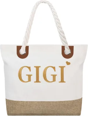 GhvyenntteS Gigi Gifts for Grandma, Birthday Gifts for Gigi Tote Bag with Zipper, Beach Tote Bag - Perfect for Birthday, Mothers Day, Christmas