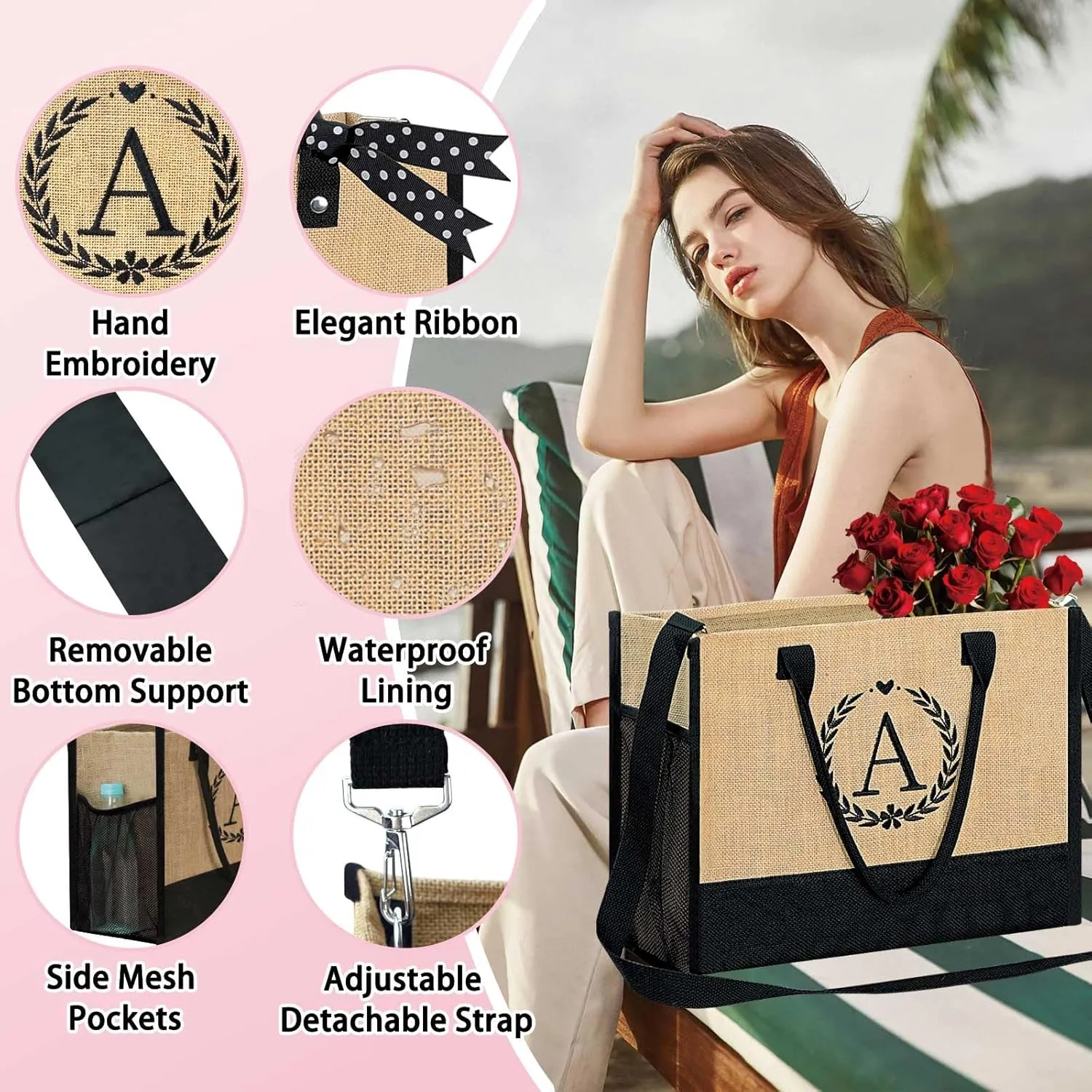 GhvyenntteS Personalized Gifts for Women, Birthday Gifts for Women Mom Grandma Aunt Wife Teacher Nurse Bride - Beach Bag