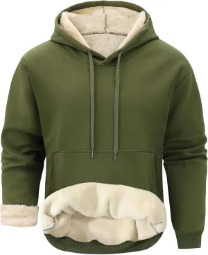 Gihuo Men's Warm Crewneck Sherpa Lined Fleece Sweatshirt Pullover Tops