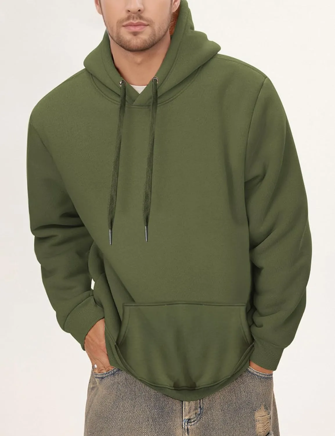 Gihuo Men's Warm Crewneck Sherpa Lined Fleece Sweatshirt Pullover Tops