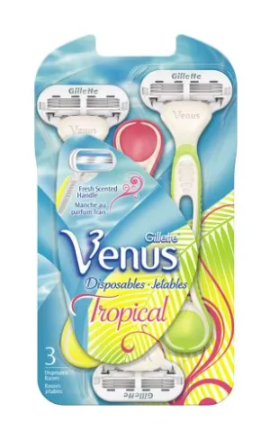 Gillette Venus Disposable, Tropical Razors, 3-Count Packages (Pack of 2)