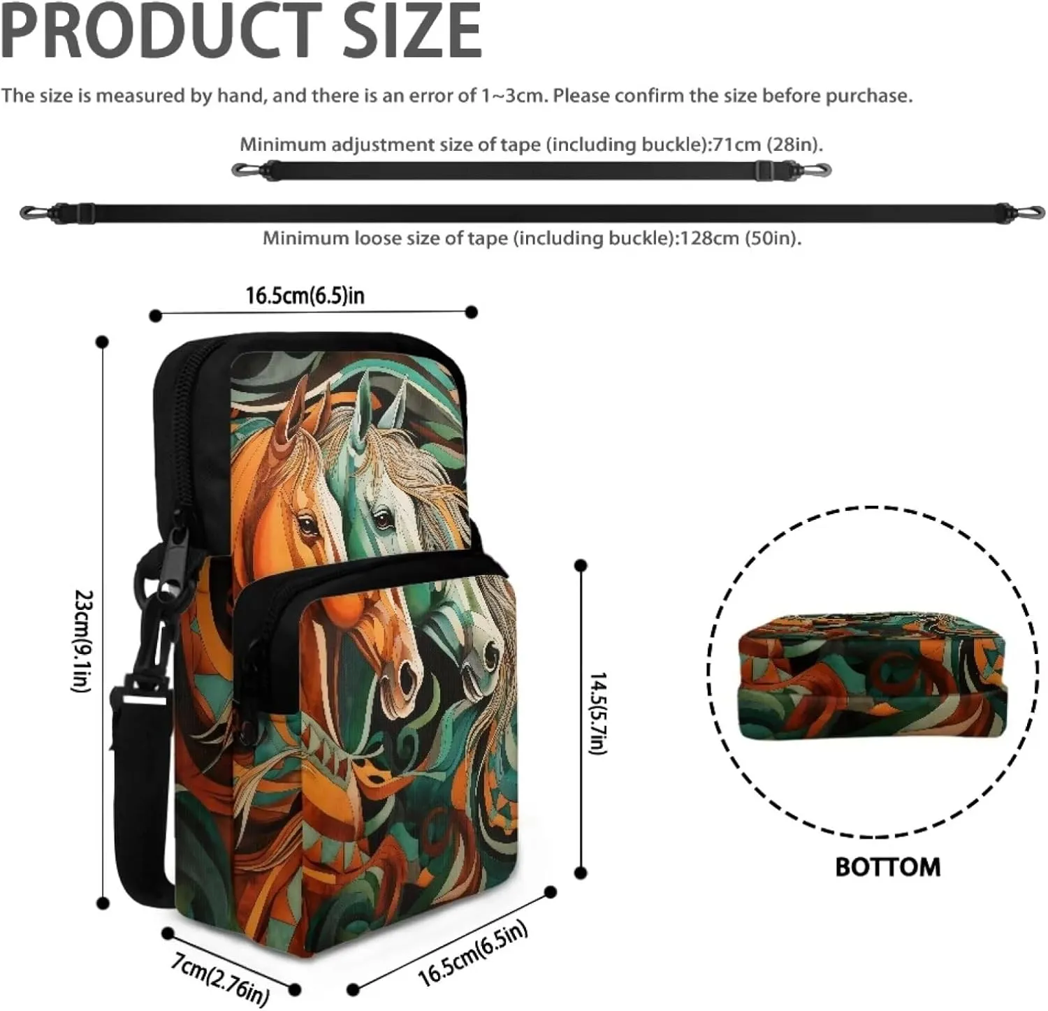 Girls Crossbody Shoulder Bag with Zipper, 2 Layer Messenger Bags for Women Men