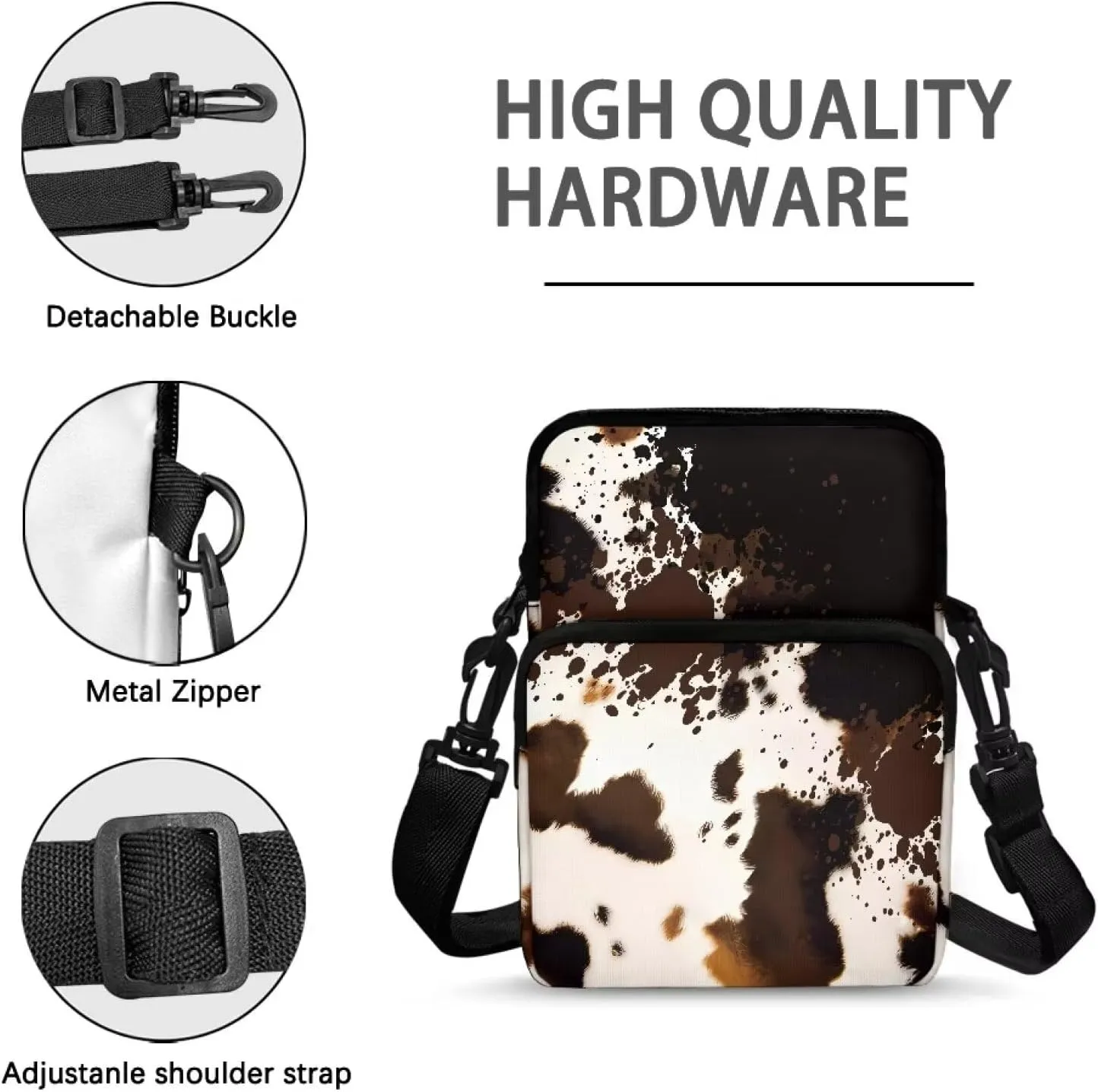 Girls Crossbody Shoulder Bag with Zipper, 2 Layer Messenger Bags for Women Men