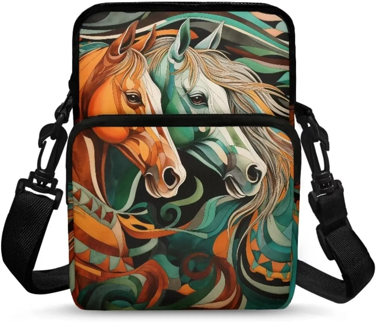 Girls Crossbody Shoulder Bag with Zipper, 2 Layer Messenger Bags for Women Men