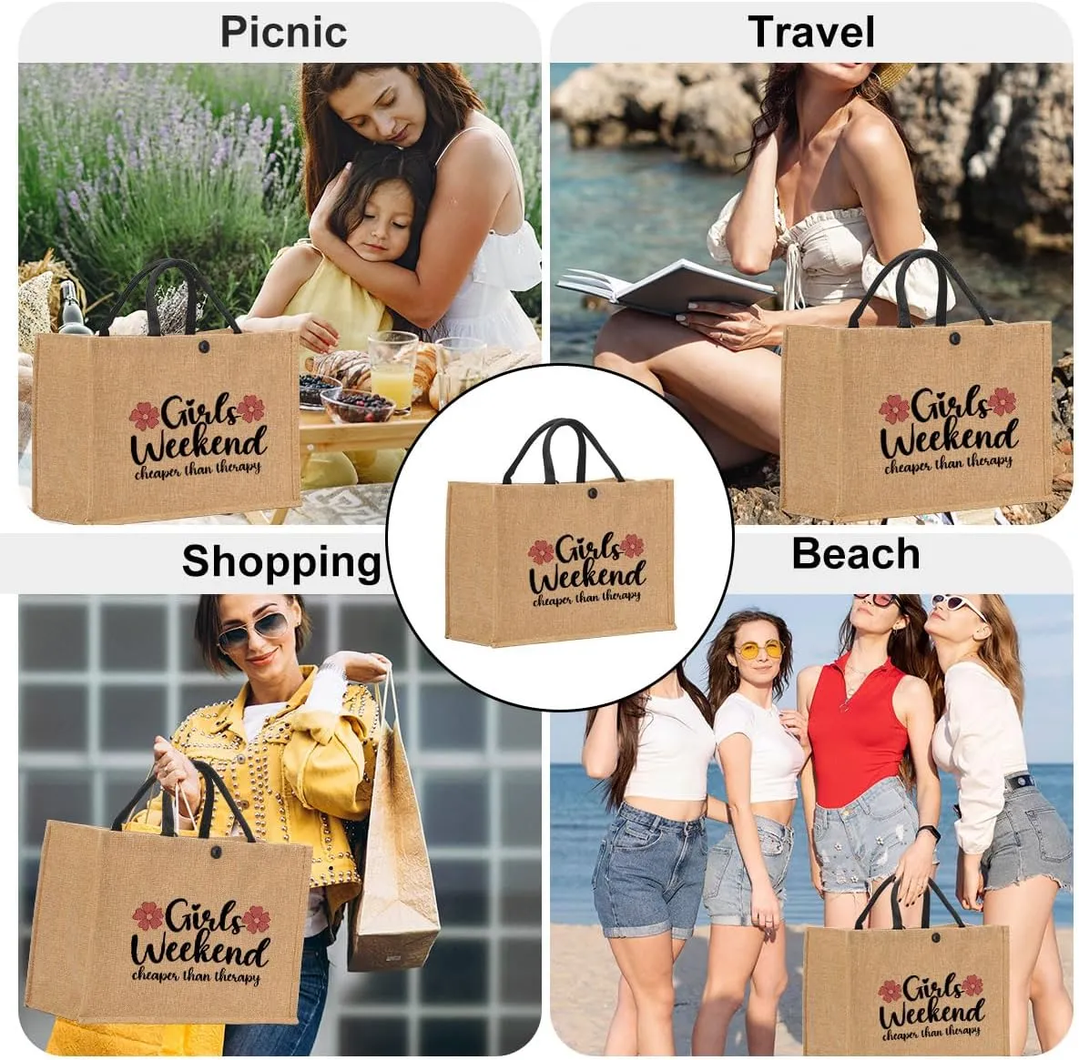 Girls Trip Gifts Tote Bag for Women's Weekend & Beach Trips