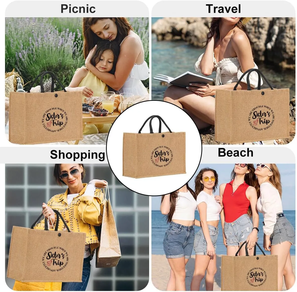 Girls Trip Gifts Tote Bag for Women's Weekend & Beach Trips