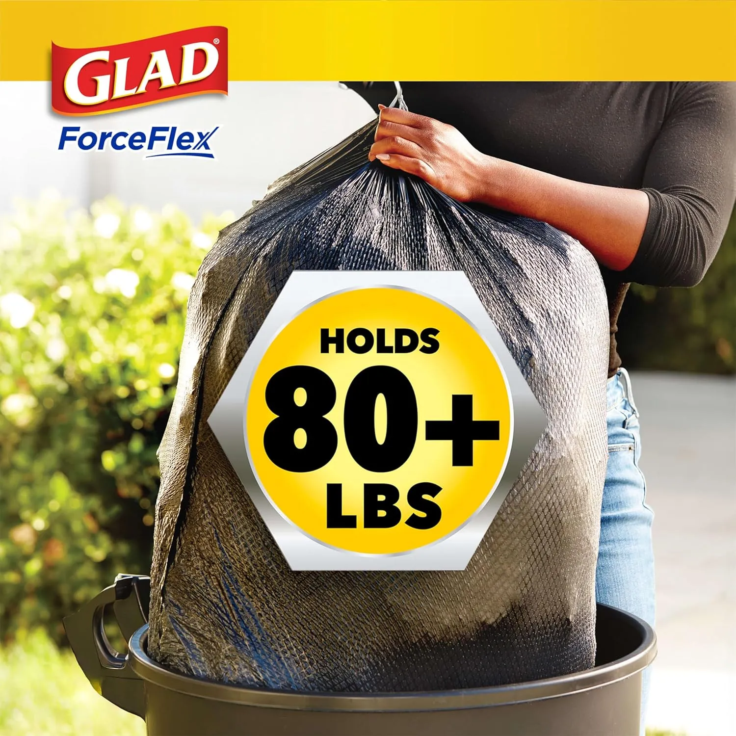 Glad ForceFlex with Clorox Trash Bags, Lemon Fresh Bleach Scent, 30 Gal, 50 Ct, Pack May Vary