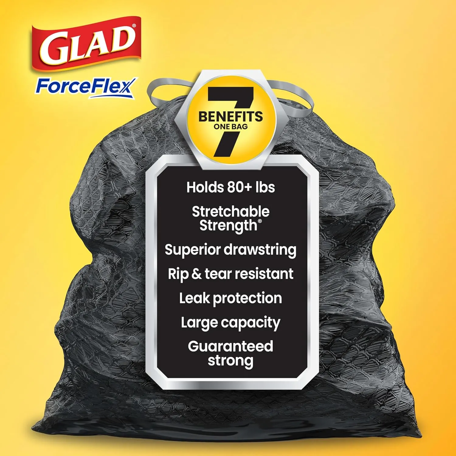 Glad ForceFlex with Clorox Trash Bags, Lemon Fresh Bleach Scent, 30 Gal, 50 Ct, Pack May Vary