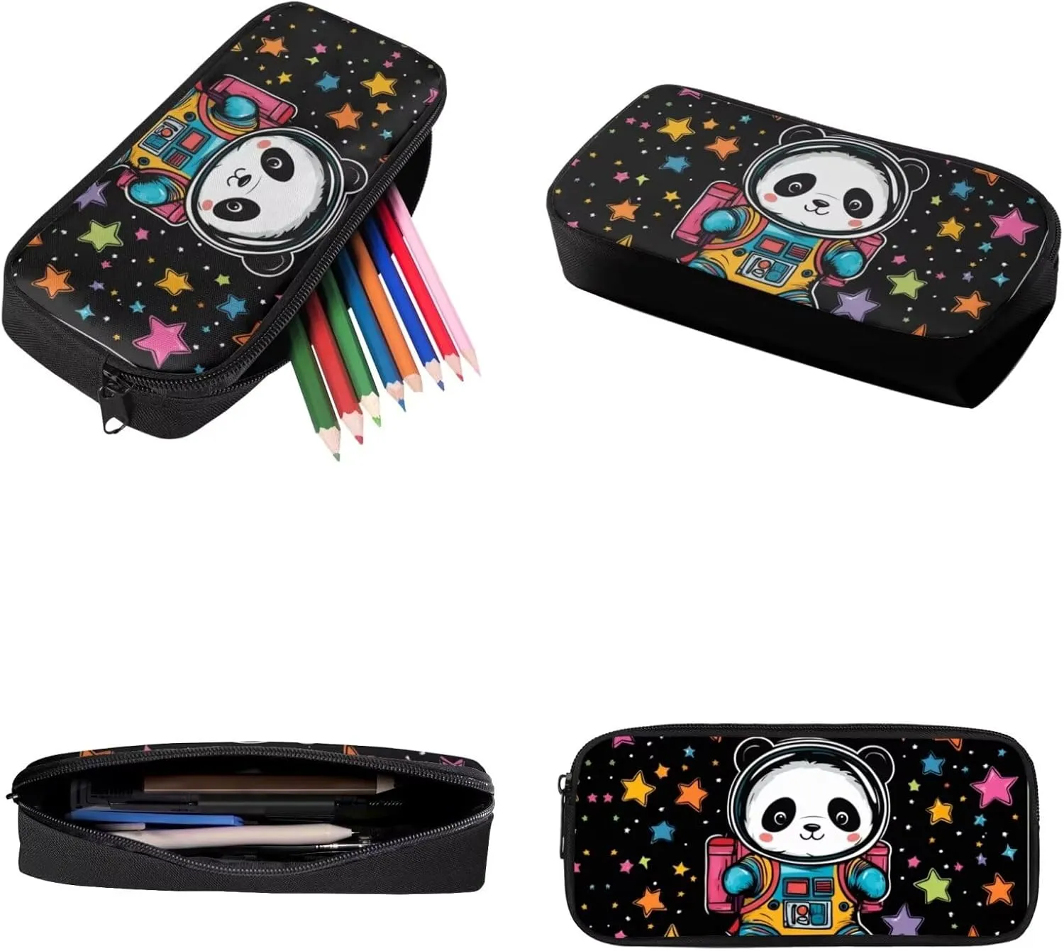 GLENLCWE Astronaut Panda Backpack for Kids School Daypack Cute Backpacks with Lunch Box & Pencil Case Lightweight, 3Piece