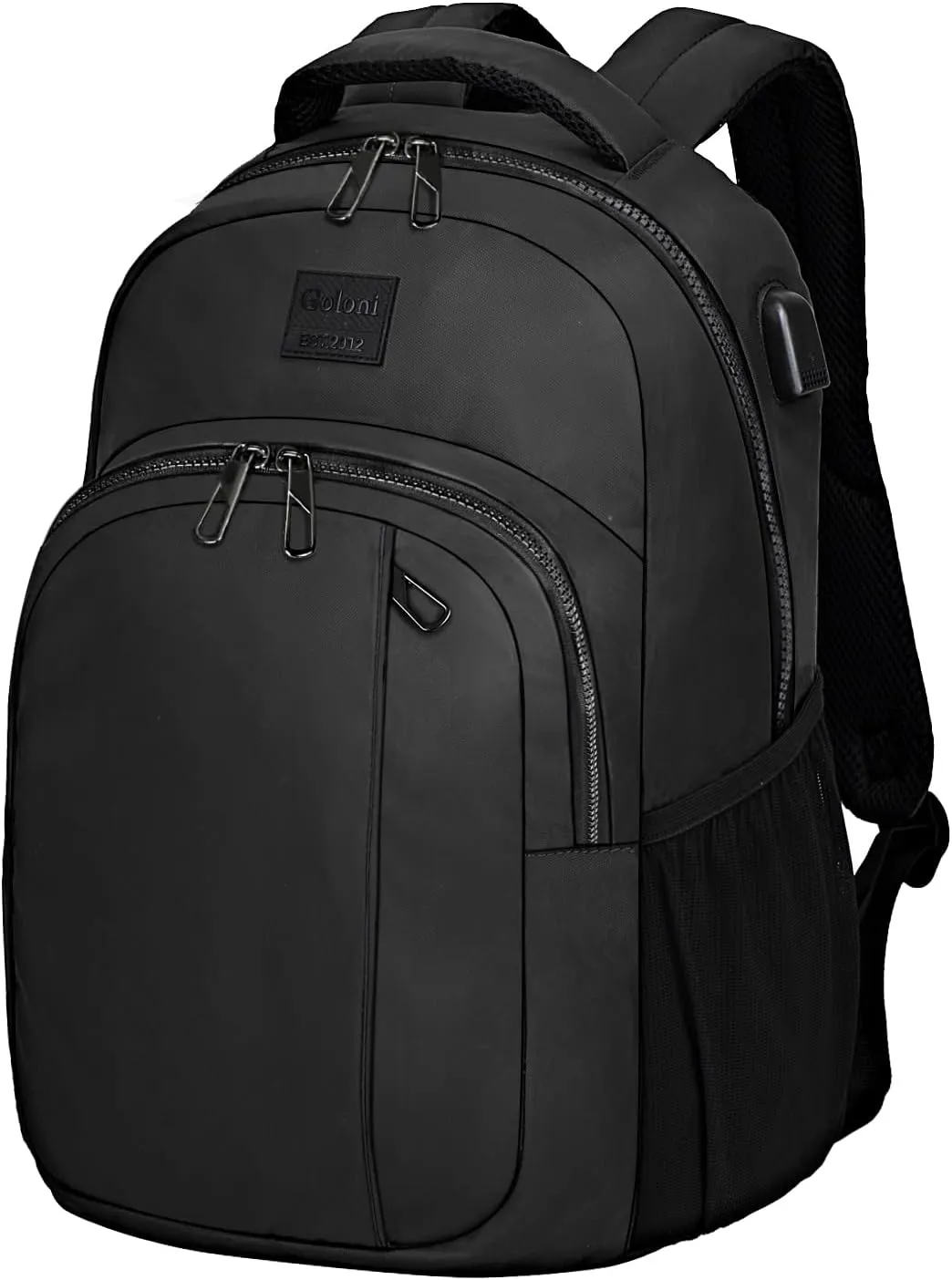 Goloni 15.6 Travel Laptop Backpack with USB Charging Port, Men Man Women Back Pack,Work,Casual College,High Schol Book Bag for Teens Lightweight Waterproof Casual Notebook Bag,Black