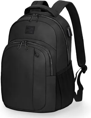 Goloni 15.6 Travel Laptop Backpack with USB Charging Port, Men Man Women Back Pack,Work,Casual College,High Schol Book Bag for Teens Lightweight Waterproof Casual Notebook Bag,Black