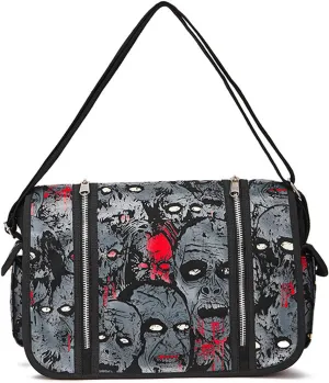 Gothic Canvas Tote Bag with Printed Skull - Halloween Backpack