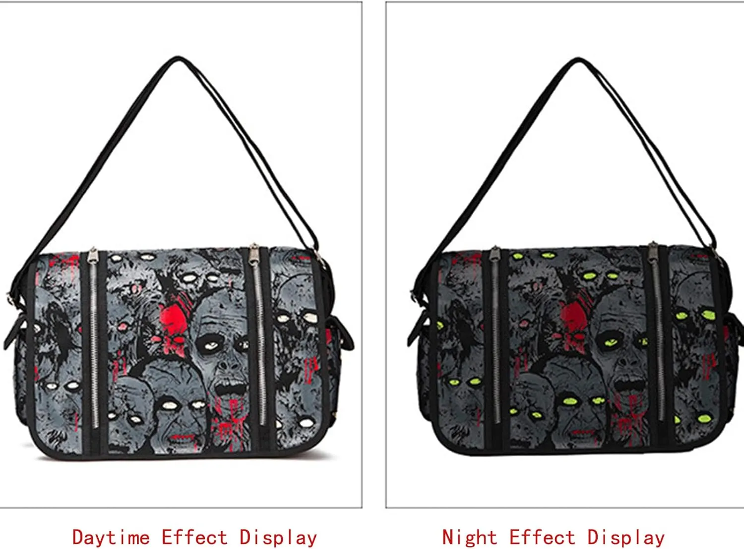 Gothic Canvas Tote Bag with Printed Skull - Halloween Backpack