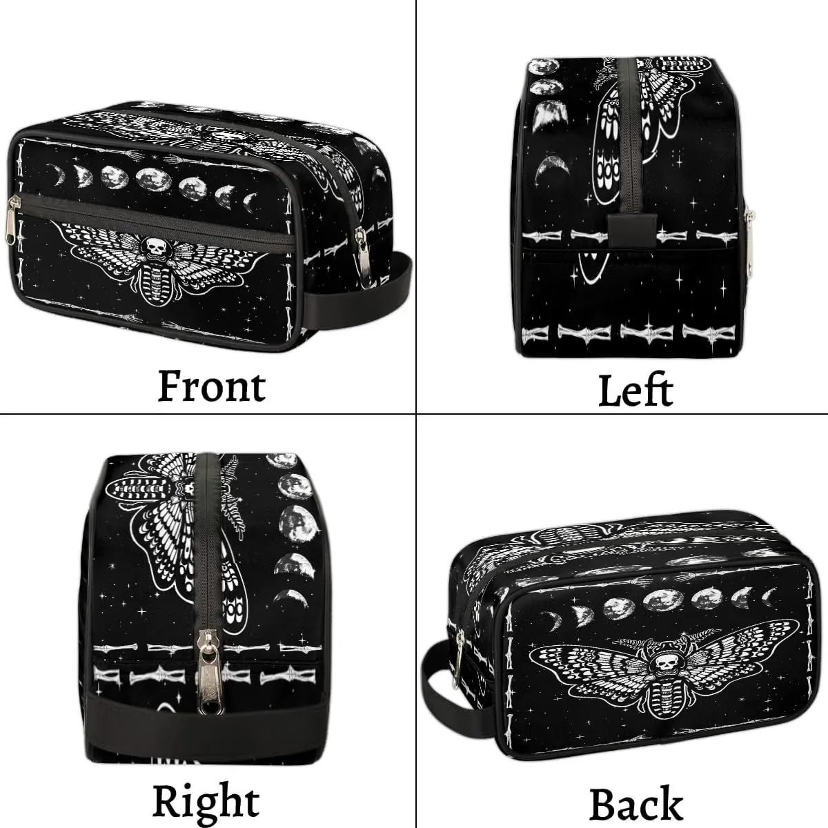 Gothic Skull Black Hanging Toiletry Bag,Travel Hygiene Kits,Waterproof Makeup Carry-on Bags,Cosmetic Bag,Approved Shave Dopp Kit for Toiletries Shower Bathroom Halloween Accessories Gifts