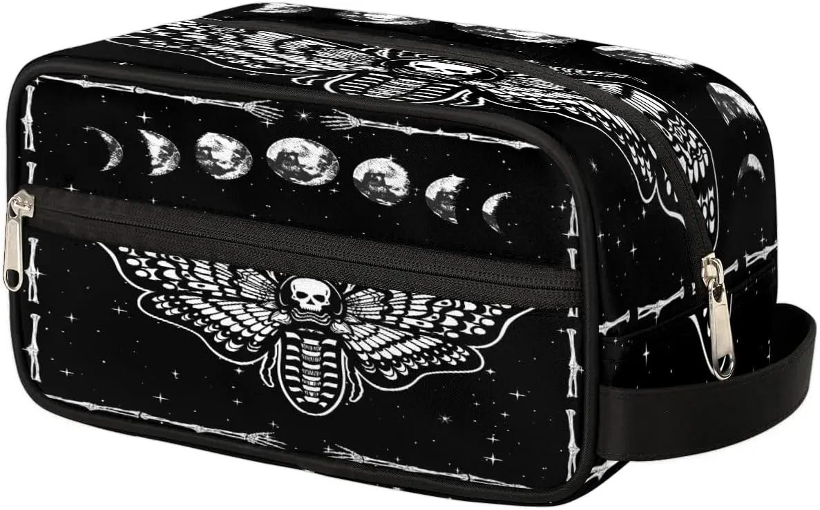 Gothic Skull Black Hanging Toiletry Bag,Travel Hygiene Kits,Waterproof Makeup Carry-on Bags,Cosmetic Bag,Approved Shave Dopp Kit for Toiletries Shower Bathroom Halloween Accessories Gifts