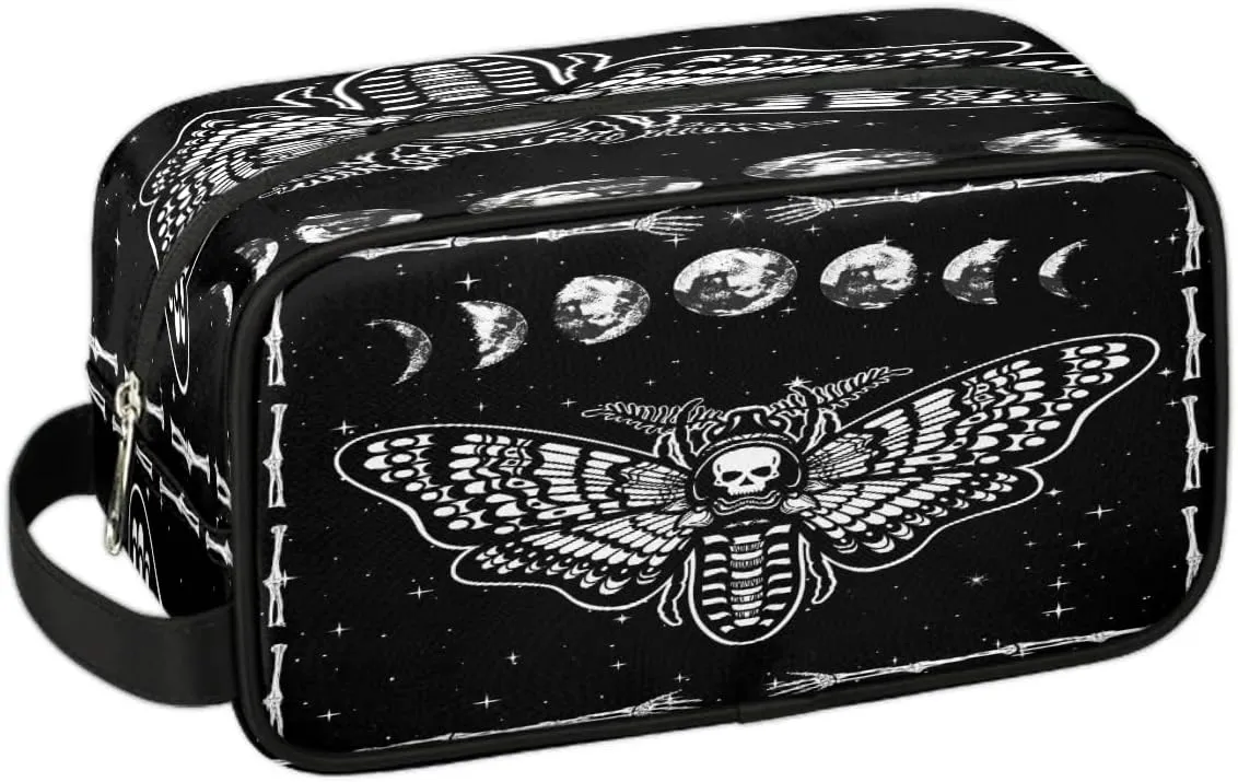 Gothic Skull Black Hanging Toiletry Bag,Travel Hygiene Kits,Waterproof Makeup Carry-on Bags,Cosmetic Bag,Approved Shave Dopp Kit for Toiletries Shower Bathroom Halloween Accessories Gifts