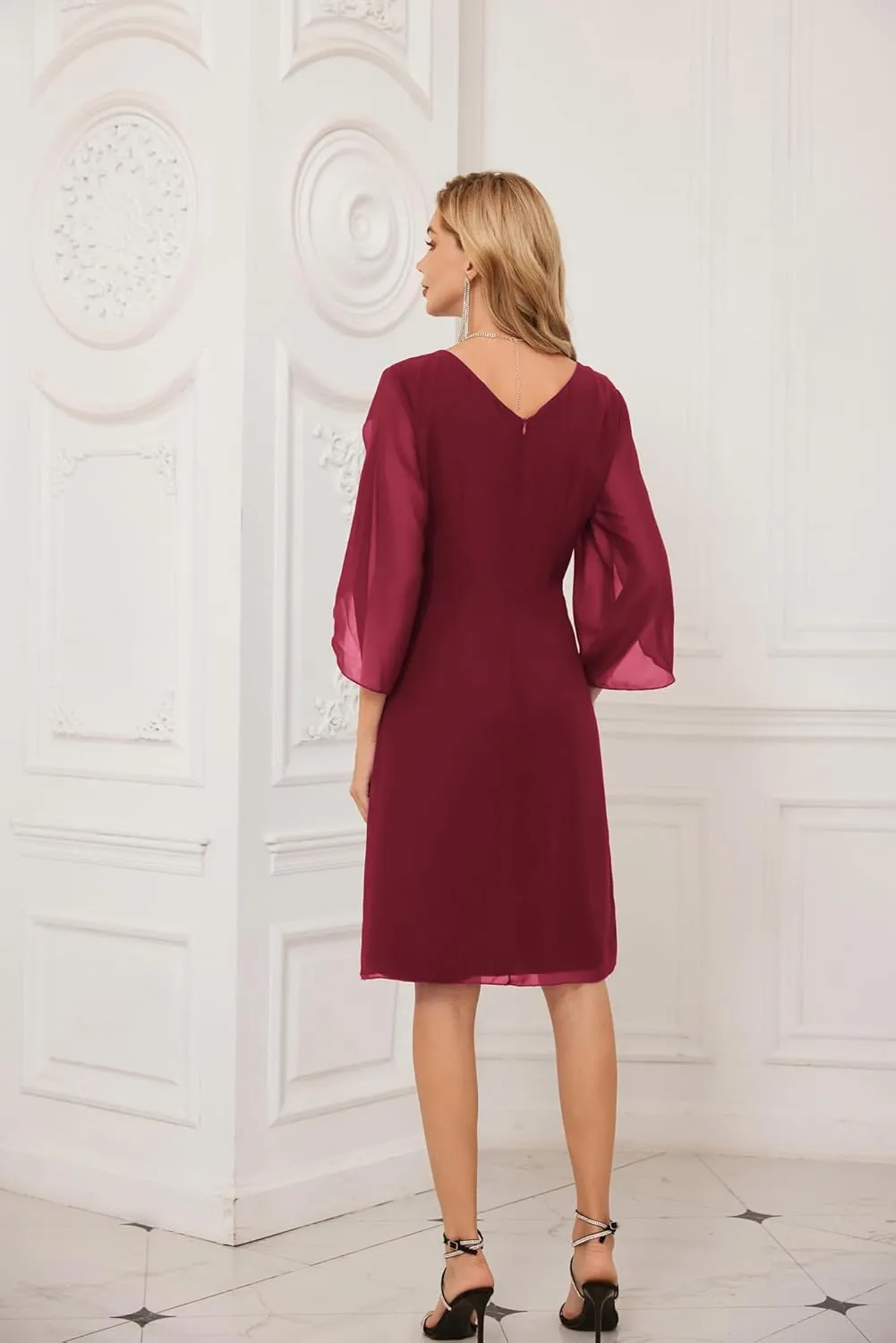 GRACE KARIN Womens Chiffon Dresses Flutter Sleeve Party Wedding Cocktail Dress Size 8-20