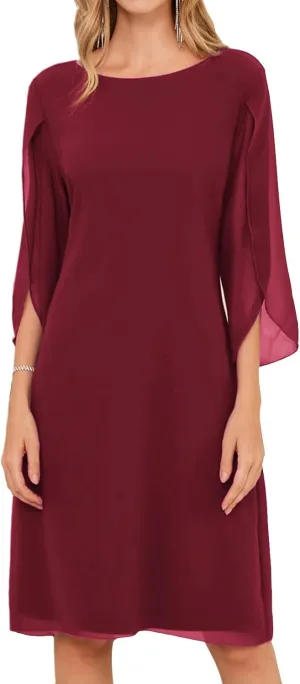GRACE KARIN Womens Chiffon Dresses Flutter Sleeve Party Wedding Cocktail Dress Size 8-20
