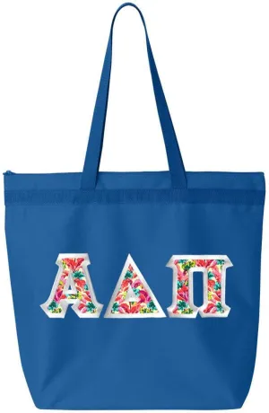 Greekgear Alpha Delta Pi Custom Satin Stitch Tote Bag