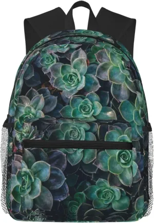 Green Succulent Fashion Backpack,Casual Daypack Backpacks For Men Women, Laptop Bag Travel Hiking Camping