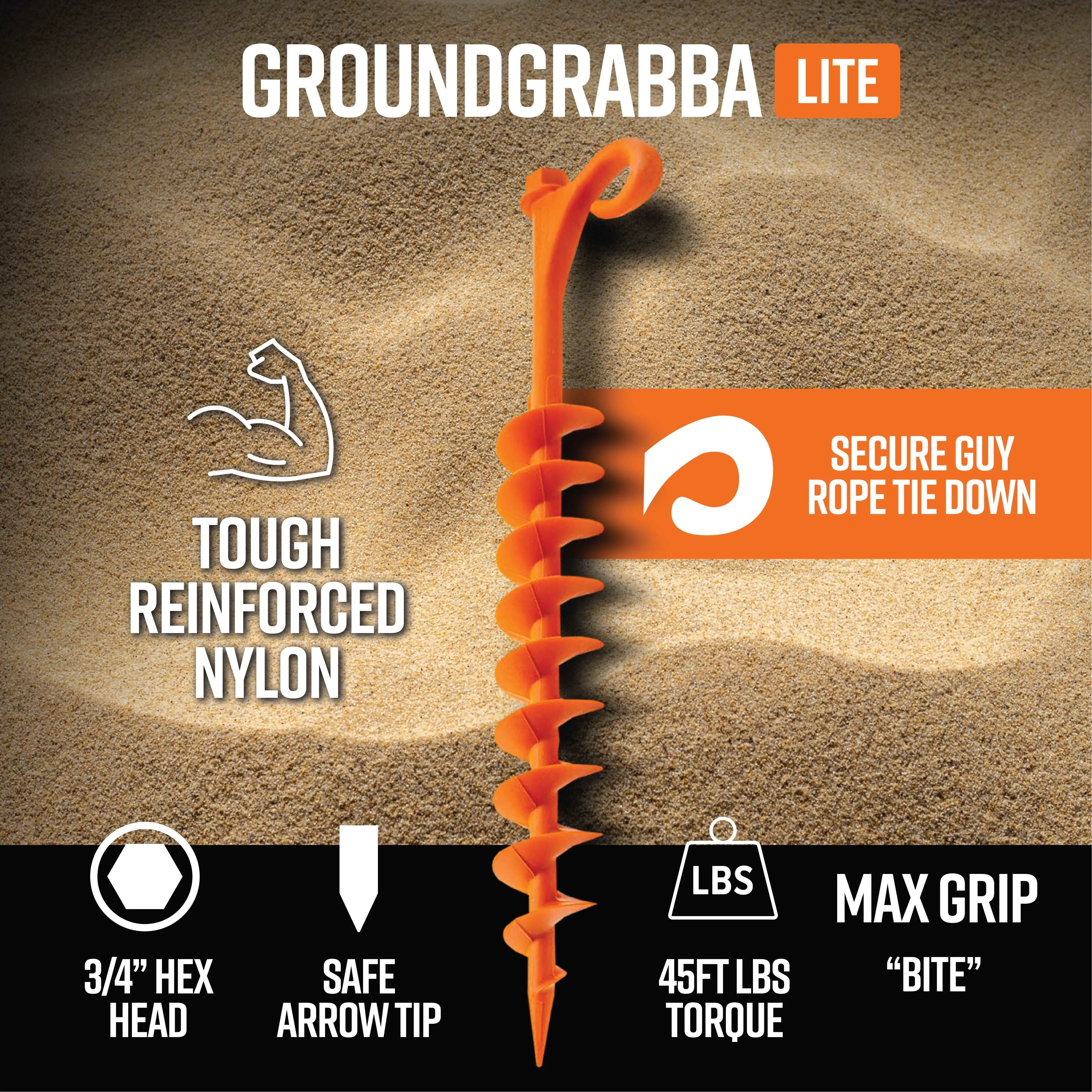GroundGrabba Lite 12 Pack Camping Kit with Spring Ropes