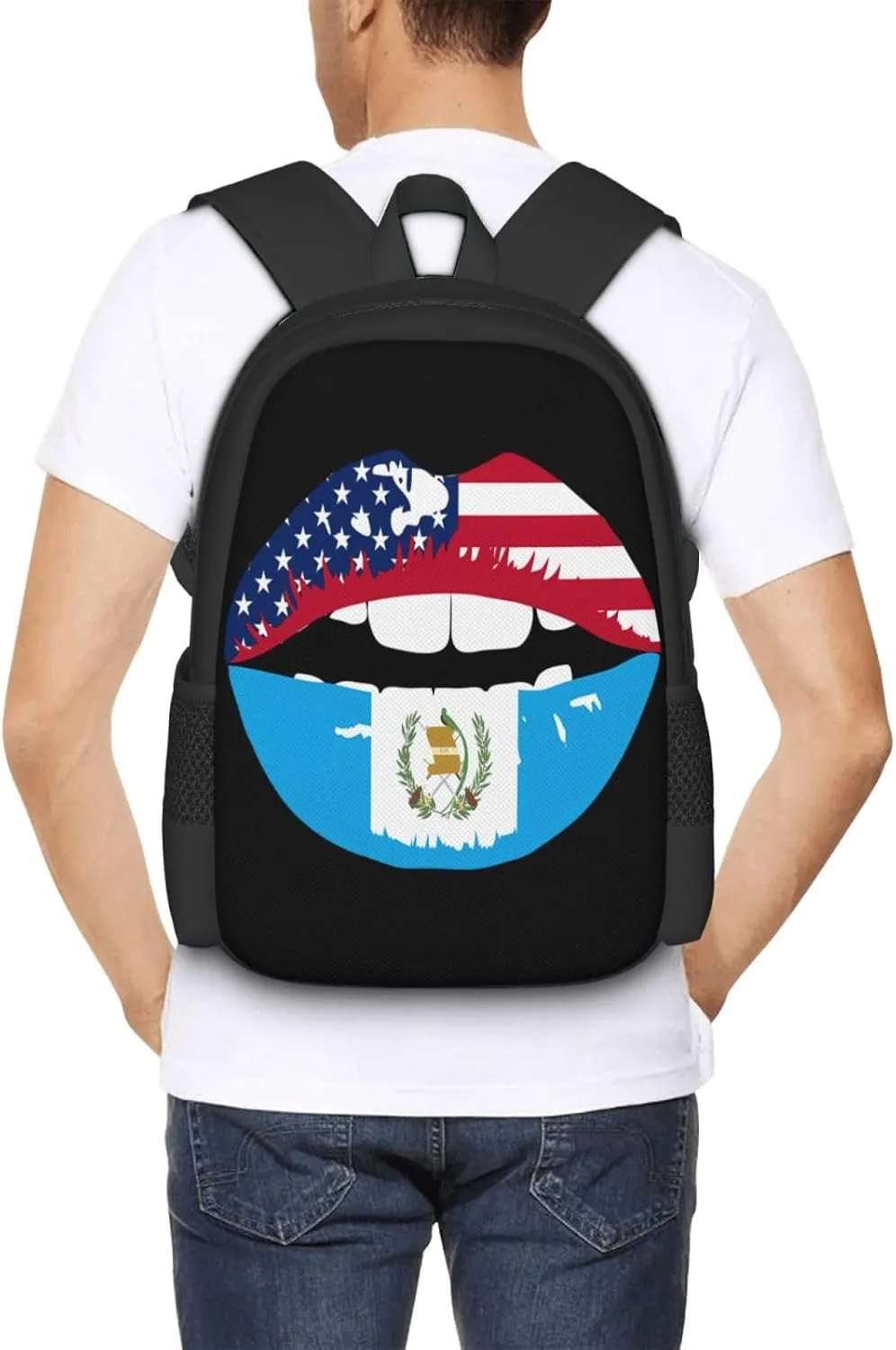 Guatemala Guatemalan Flag Lips Travel Backpack Casual Backpacks 15 Inch Laptop Back Pack Lightweight Rucksack Outdoor Sport Daypack Large Bags for Working Camping Hiking