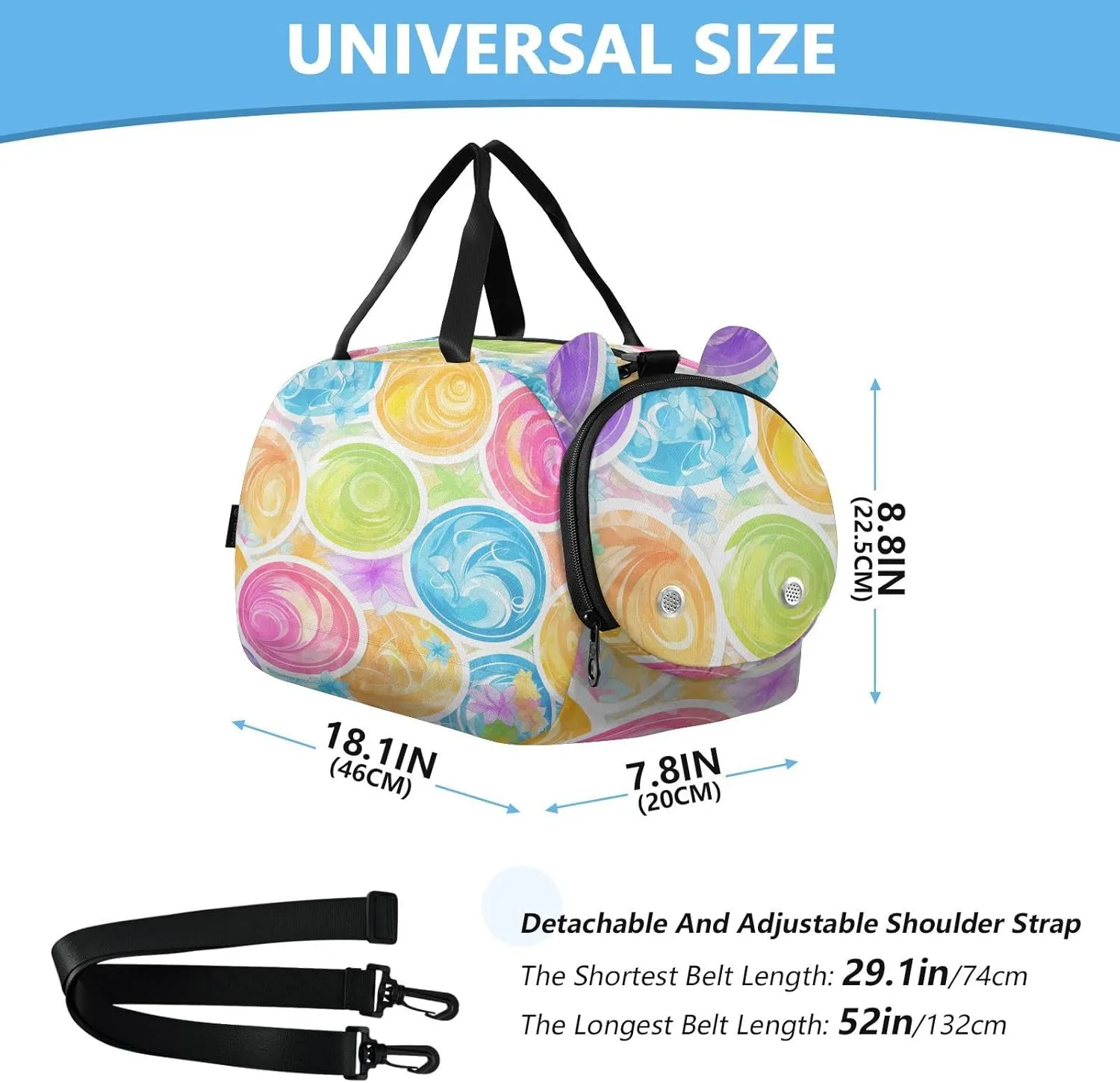 GuoChe Black Crossbody Bag with Shoes Compartment Practical Over Shoulder Purse for Go shopping