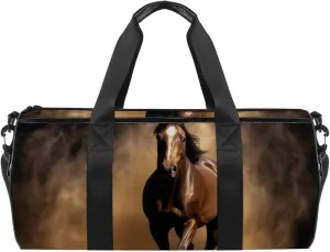 Gym Bags for Men,Travel Duffel Bags for Women,Dark Background Black Horse,Workout Bag