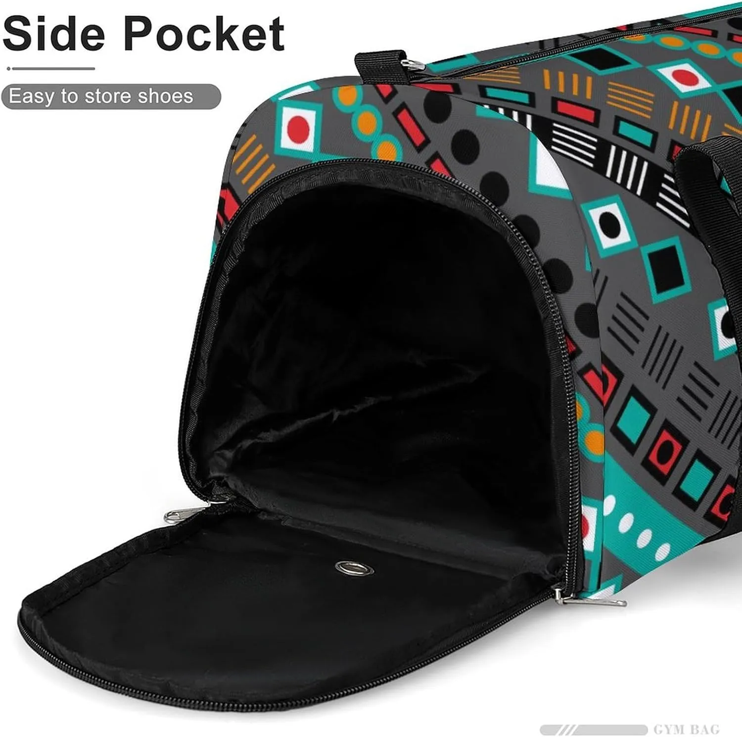Gym Duffel Bag with Shoe Compartment Wet Pocket, Ethnic Tribal Geometric Striped Travel Bag for Men Women