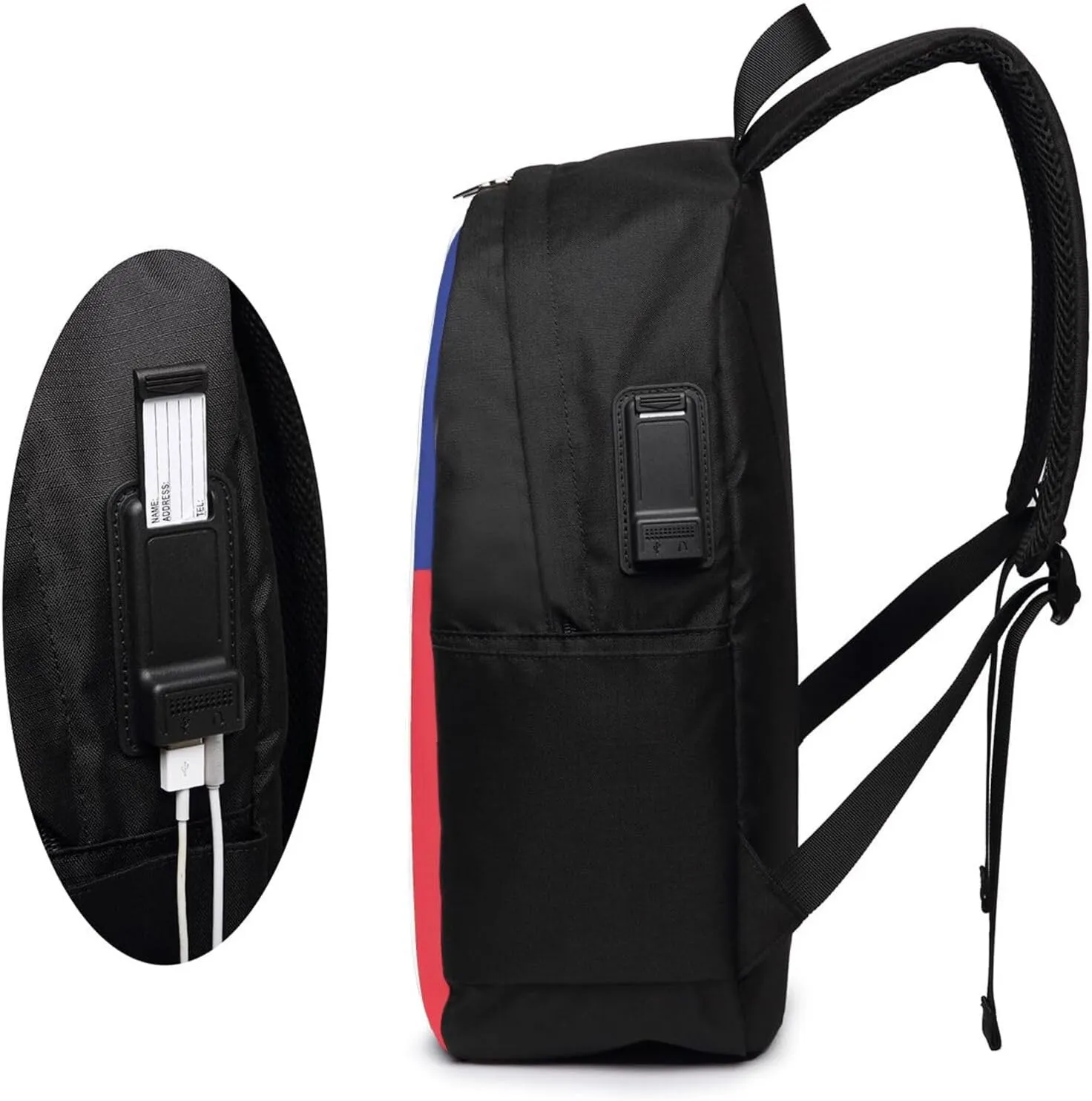 Haiti Haitian Flag Travel Backpack 17-Inch Laptop Backpacks Business Rucksack Casual Sport Daypack with USB Charging Port Carry-on Bag for Camping Biking