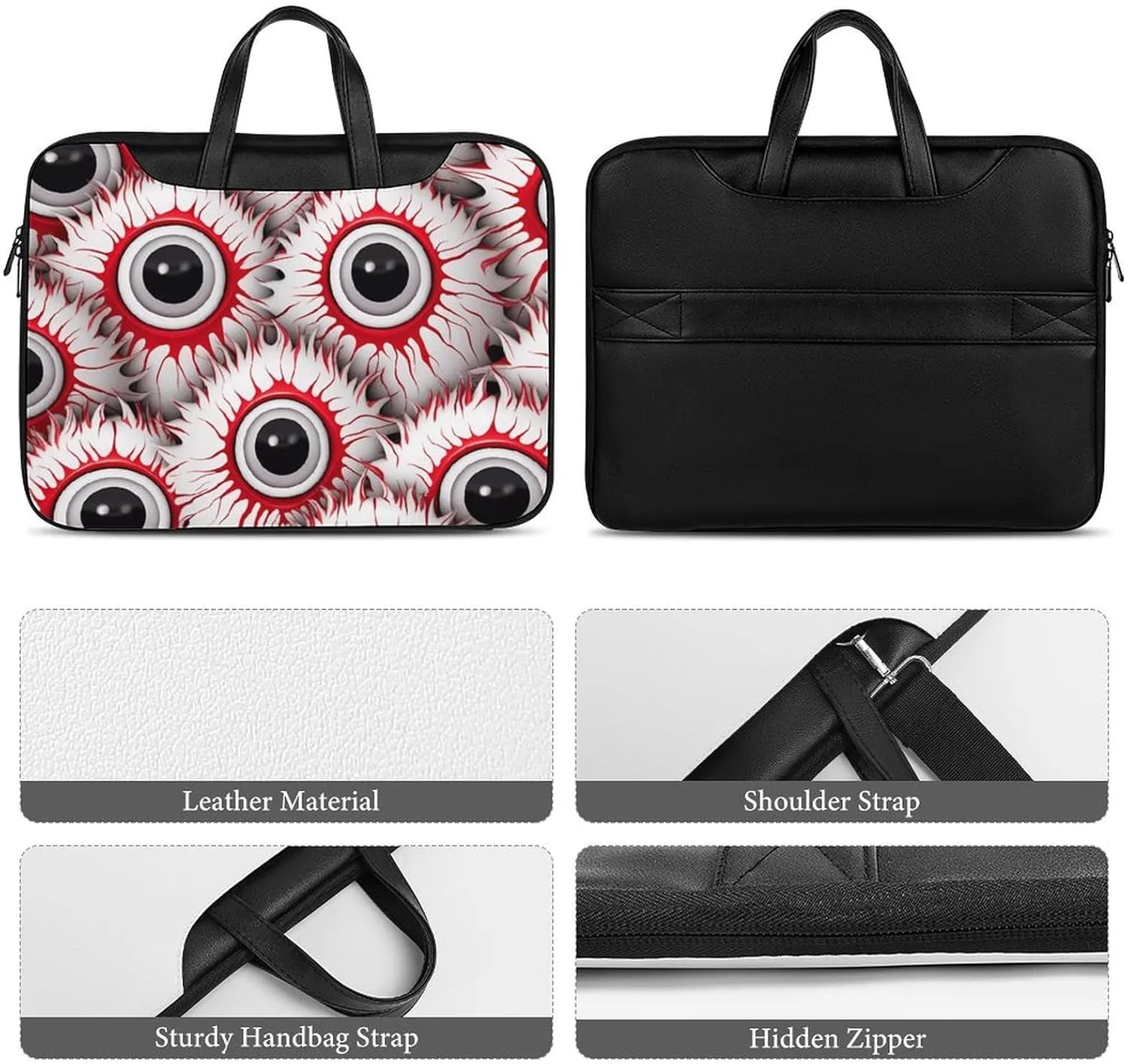 Halloween Eyeballs Laptop Sleeve Bag Protective Case Handbag With Shoulder Strap for Computer 10-17 Inch