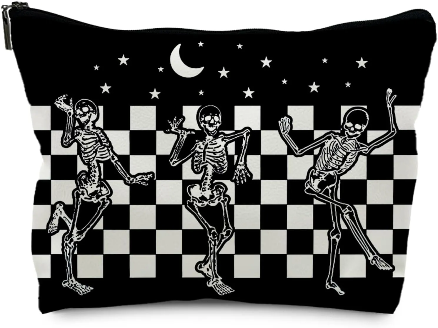 Halloween Gifts for Women, Halloween Gothic Leather Makeup Bag, Halloween Purse, Witchy Spooky Gifts for Women, Goth makeup bag, Horror Skull Makeup Bag Pouch, black Cool Makeup Bag (PU)