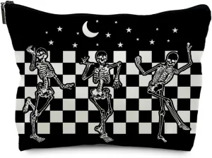 Halloween Gifts for Women, Halloween Gothic Leather Makeup Bag, Halloween Purse, Witchy Spooky Gifts for Women, Goth makeup bag, Horror Skull Makeup Bag Pouch, black Cool Makeup Bag (PU)