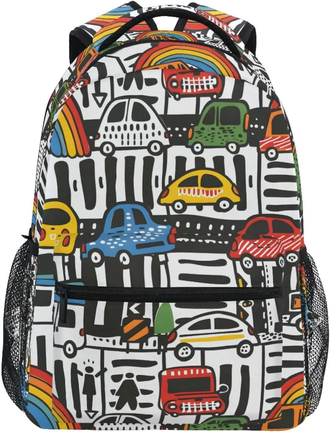 Hand Draw Cars Backpack 3rd 4th 5th Grade School Bookbag Travel Laptop Daypack Bag Purse for Boys Girls Teens