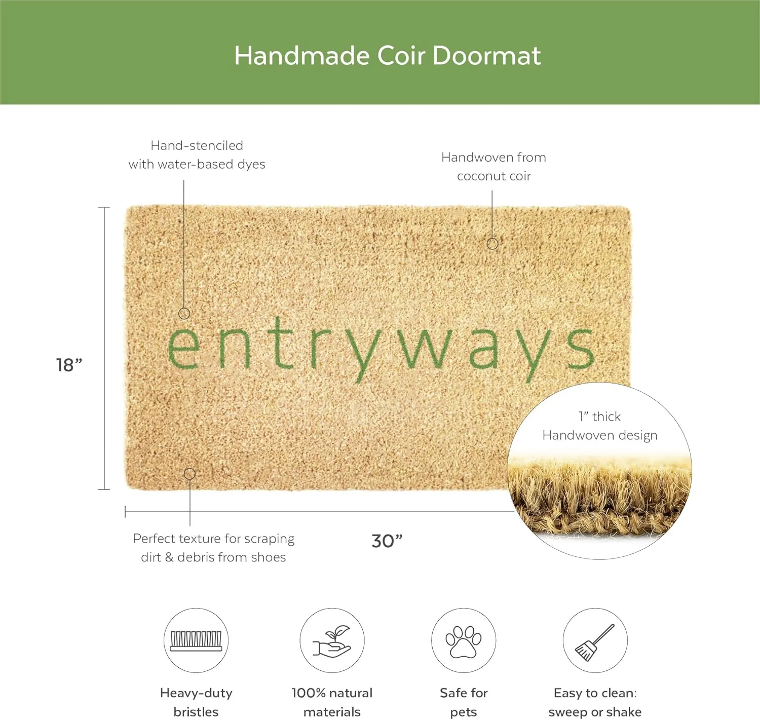 Handmade Doormat - La Mer, 18" x 30"