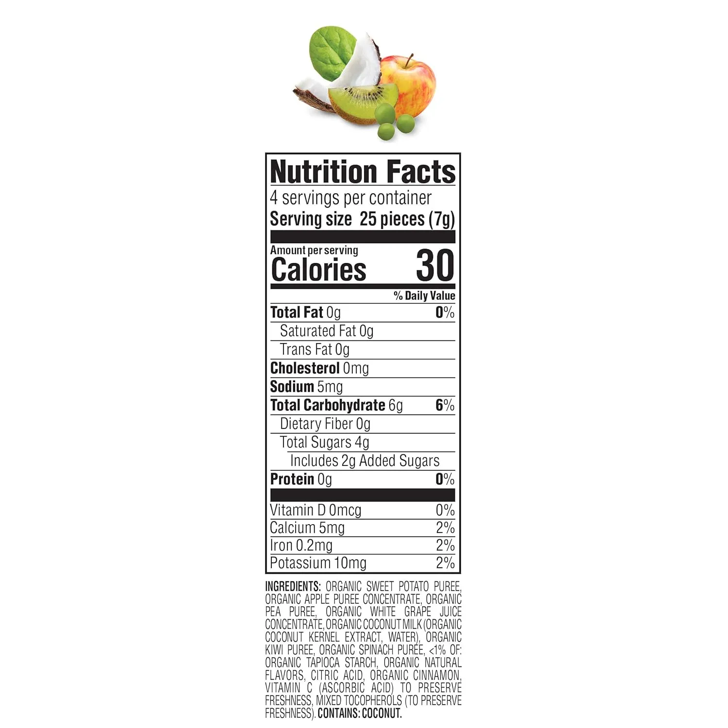 Happy Baby Organics Creamies Freeze-Dried Veggie & Fruit Snacks with Coconut Milk, Apple Spinach Pea & Kiwi, 1 Ounce (Pack of 8)