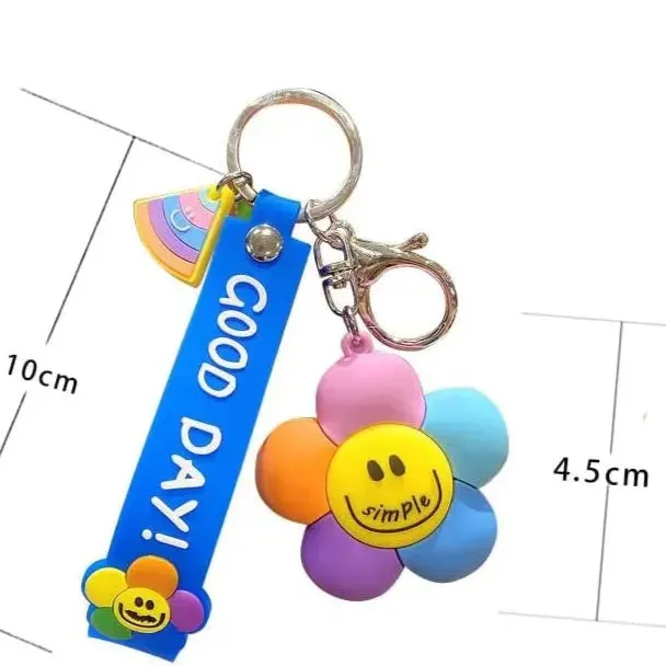 Happy Bloom Smiley Flower Keychain