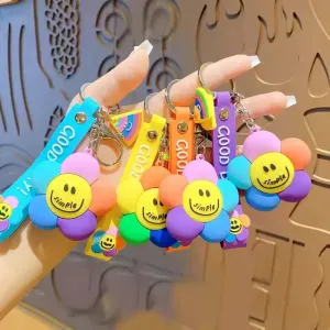 Happy Bloom Smiley Flower Keychain