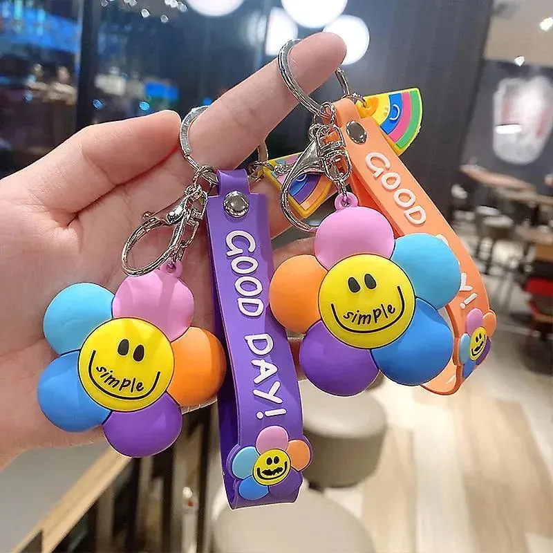 Happy Bloom Smiley Flower Keychain