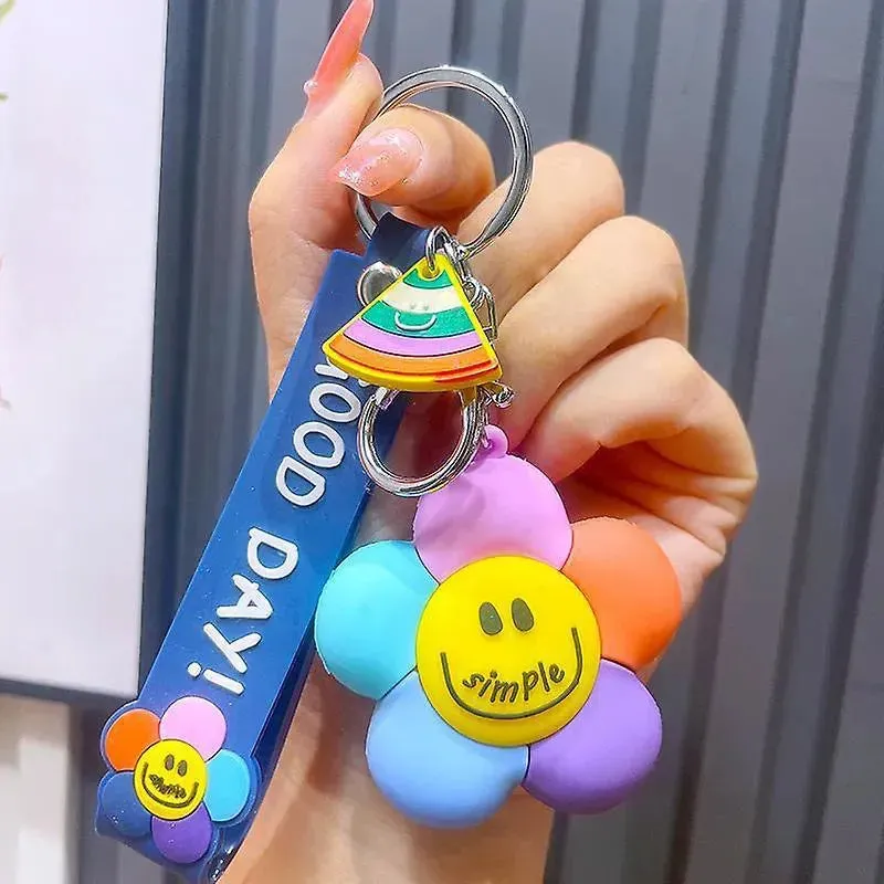 Happy Bloom Smiley Flower Keychain