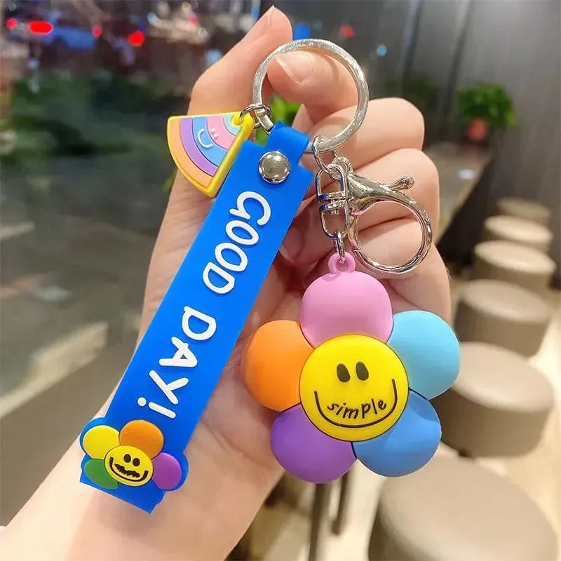 Happy Bloom Smiley Flower Keychain