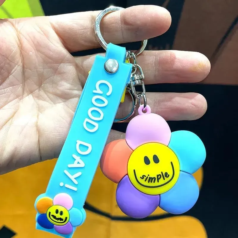 Happy Bloom Smiley Flower Keychain