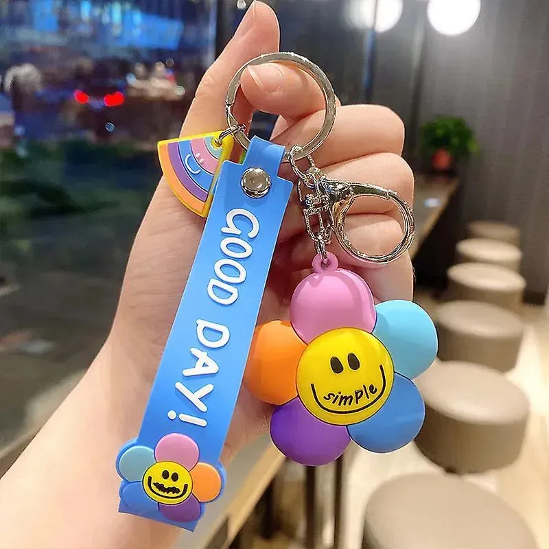 Happy Bloom Smiley Flower Keychain