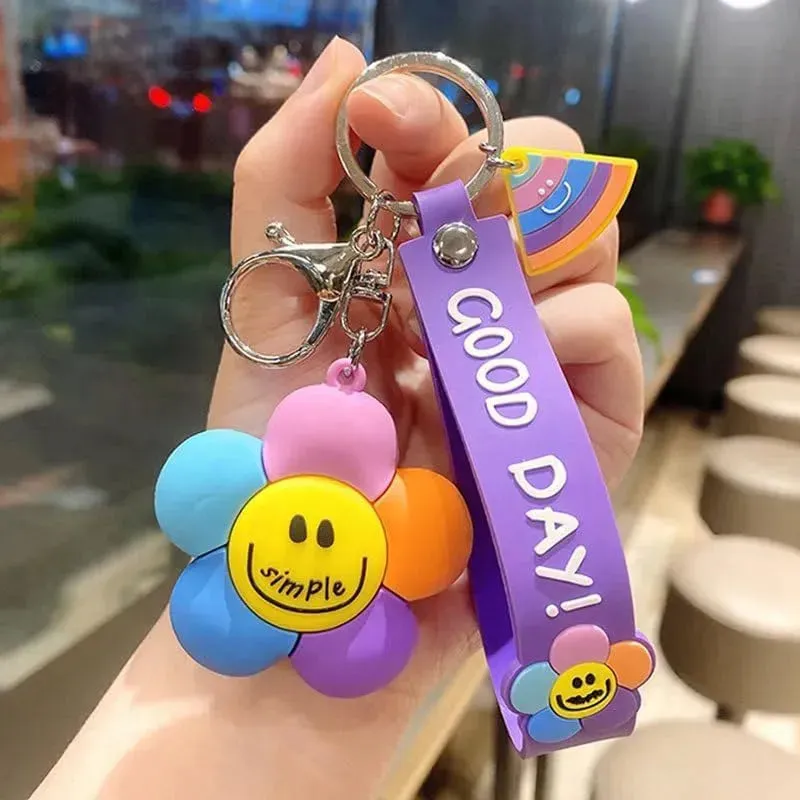 Happy Bloom Smiley Flower Keychain