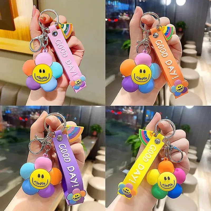 Happy Bloom Smiley Flower Keychain