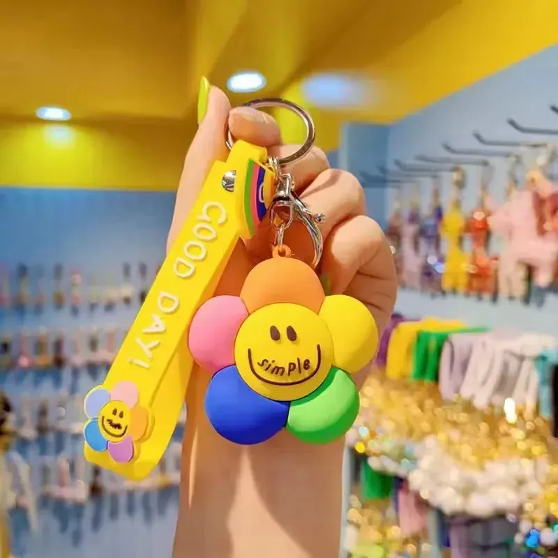 Happy Bloom Smiley Flower Keychain