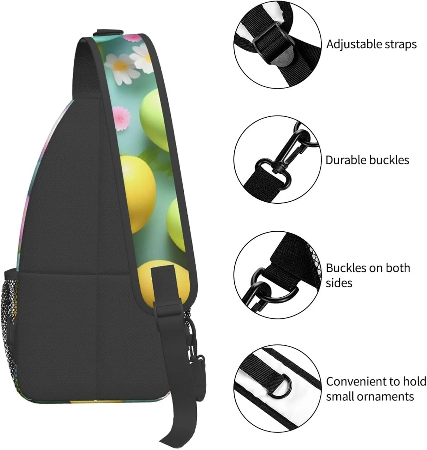 Happy Easter Holiday Unisex Casual Diagonal Chest Bag,Multipurpose Crossbody Shoulder Bag Travel Hiking Daypack