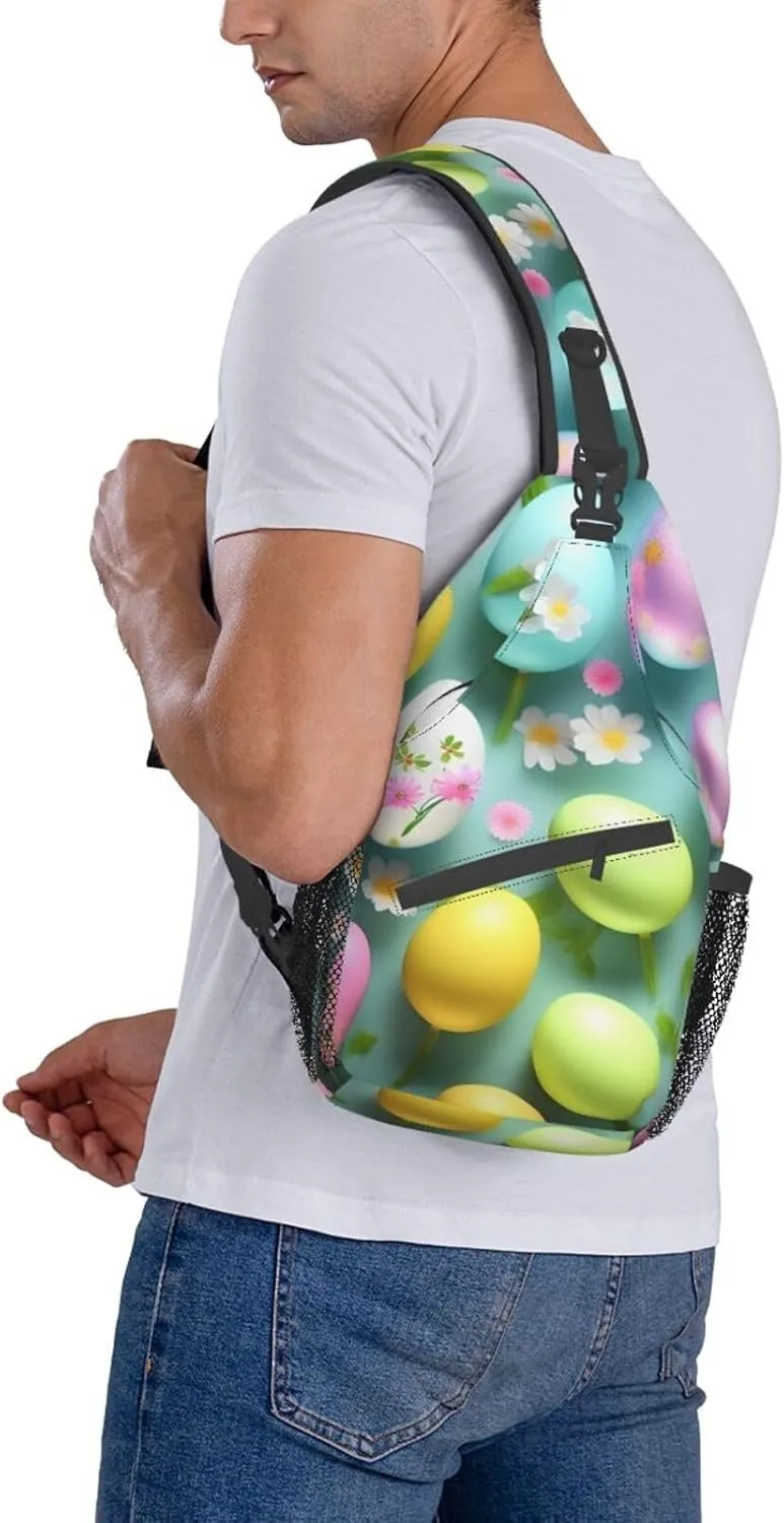 Happy Easter Holiday Unisex Casual Diagonal Chest Bag,Multipurpose Crossbody Shoulder Bag Travel Hiking Daypack