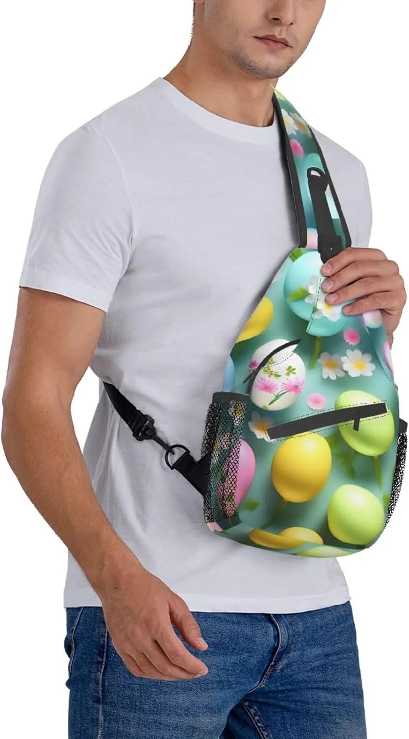 Happy Easter Holiday Unisex Casual Diagonal Chest Bag,Multipurpose Crossbody Shoulder Bag Travel Hiking Daypack